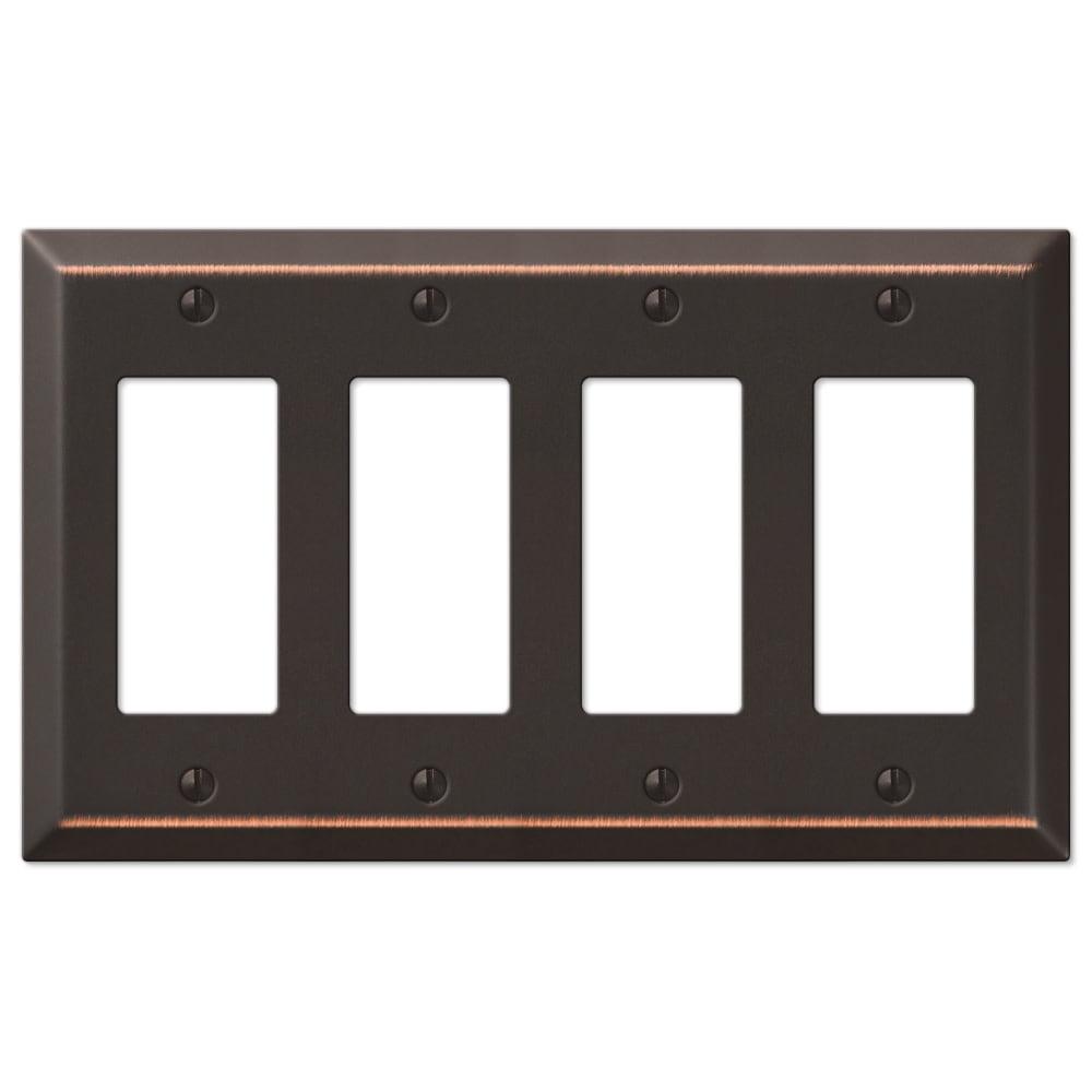 Aged Bronze Quadruple Rocker Steel Wall Plate