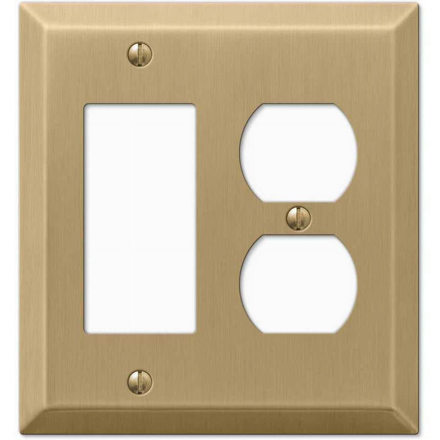 Brushed Bronze Steel Single Rocker and Duplex Wallplate