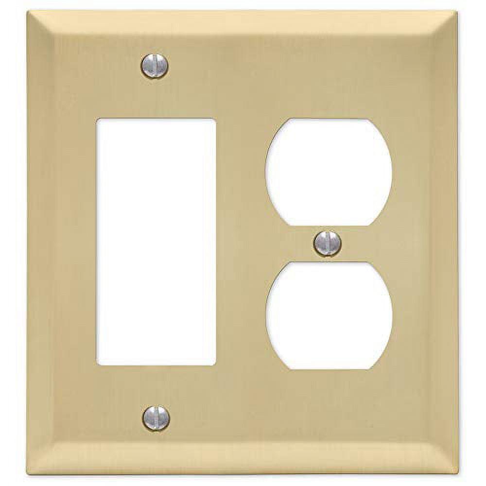 Satin Brass 2-Gang Single Rocker and Duplex Wall Plate