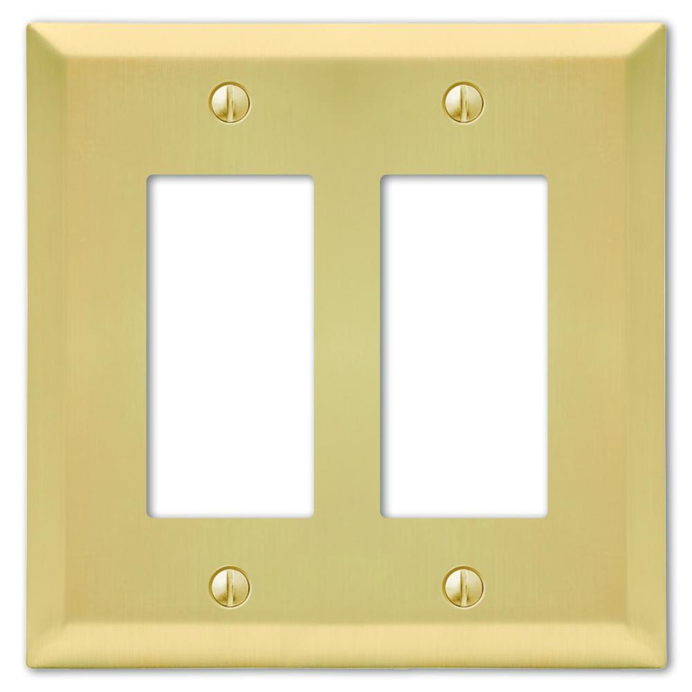 Amerelle Satin Brass 2 Gang Stamped Steel Decorator Wall Plate