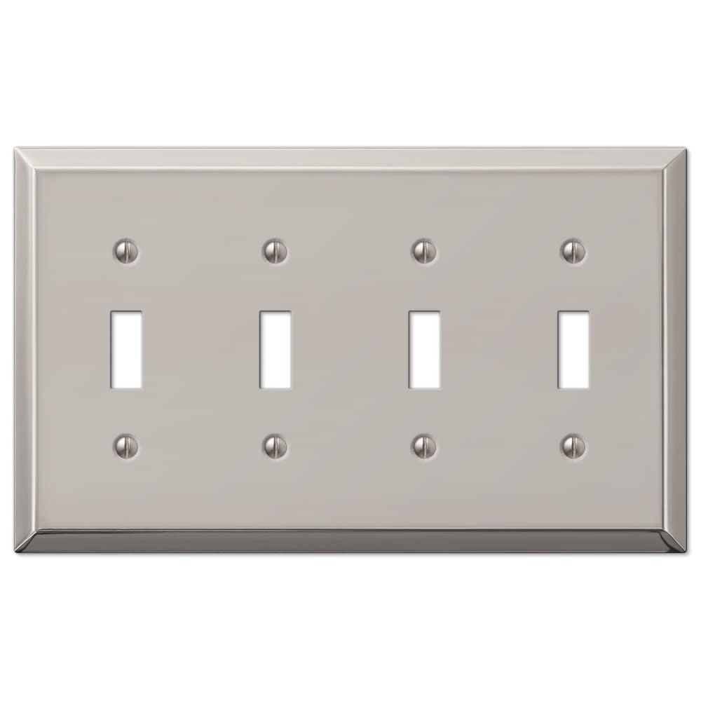 Polished Nickel 4-Gang Steel Toggle Wall Plate