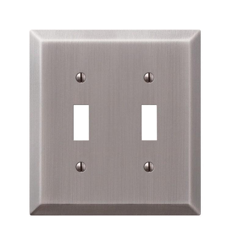 Amerelle Antique Nickel 2-Gang Stamped Steel Toggle Wall Plate