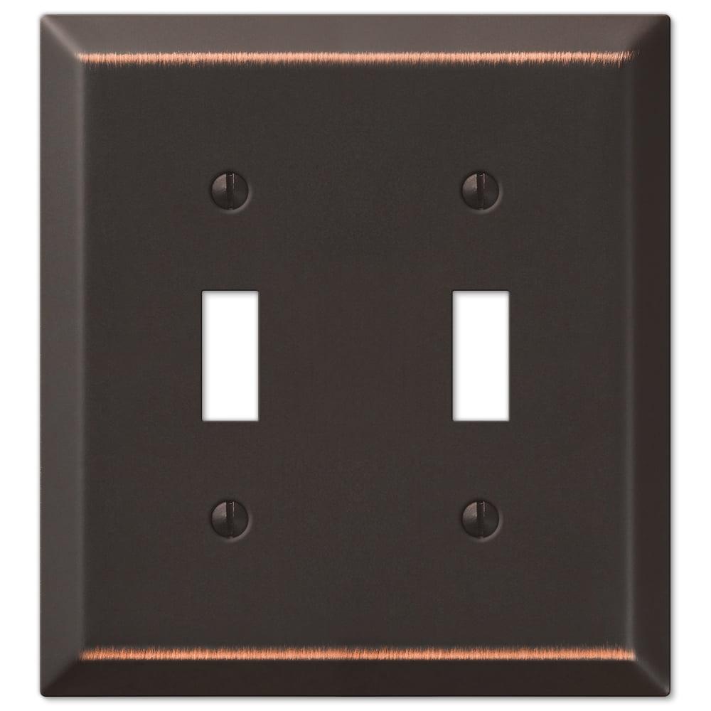 Amerelle Antique Bronze 2-Gang Stamped Steel Toggle Wall Plate