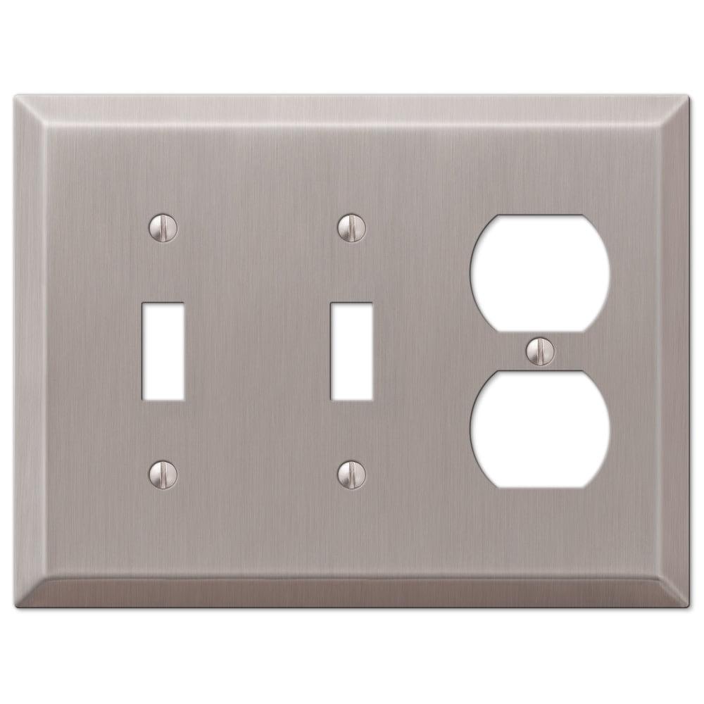 Brushed Nickel Double Toggle Single Duplex Steel Wallplate