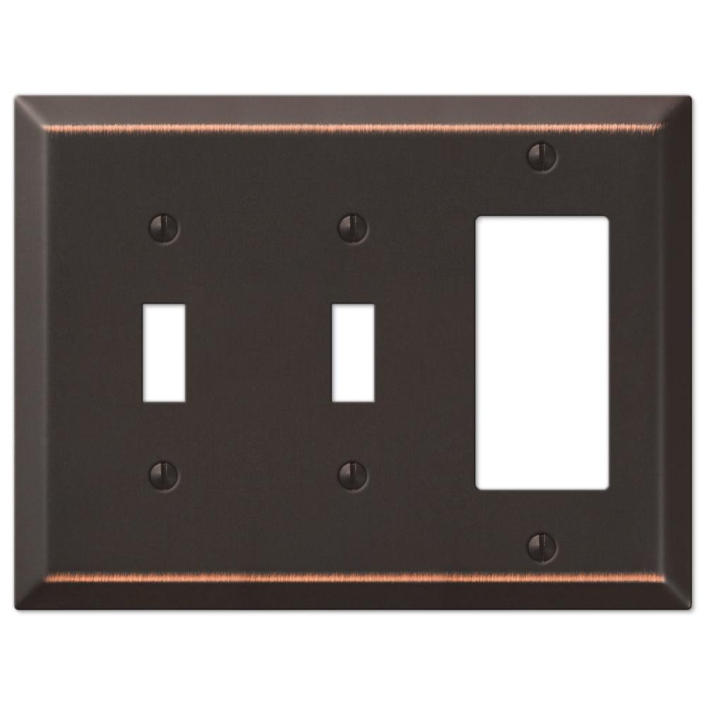 Aged Bronze Double Toggle Single Rocker Steel Wall Plate