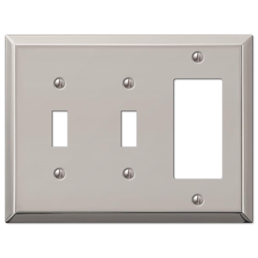 Polished Nickel 3-Gang Double Toggle Single Rocker Wall Plate