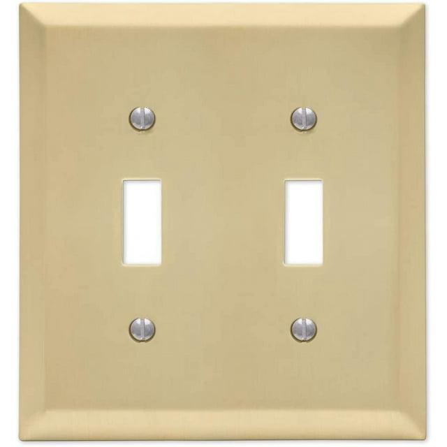 Amerelle Century Satin Brass Brass 2 gang Stamped Steel Toggle Wall Plate 1 pk
