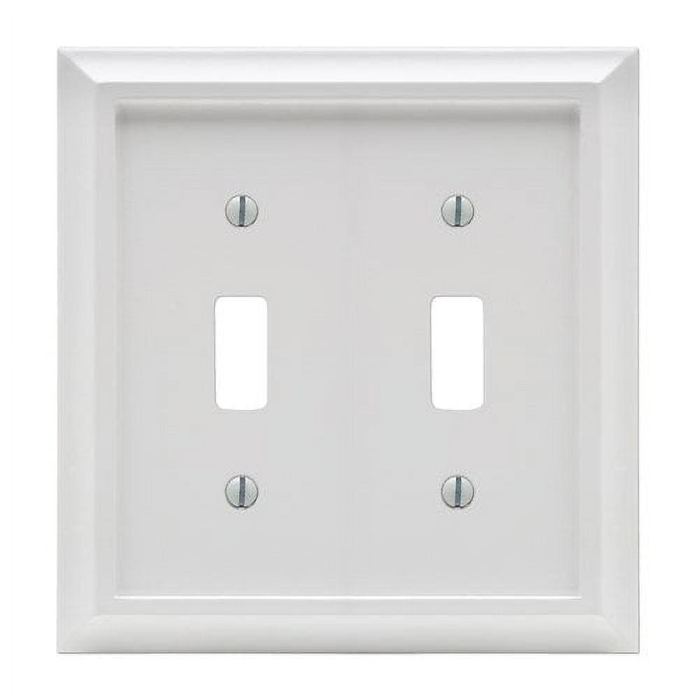 White Wood 2-Gang Toggle Light Switch Wall Plate