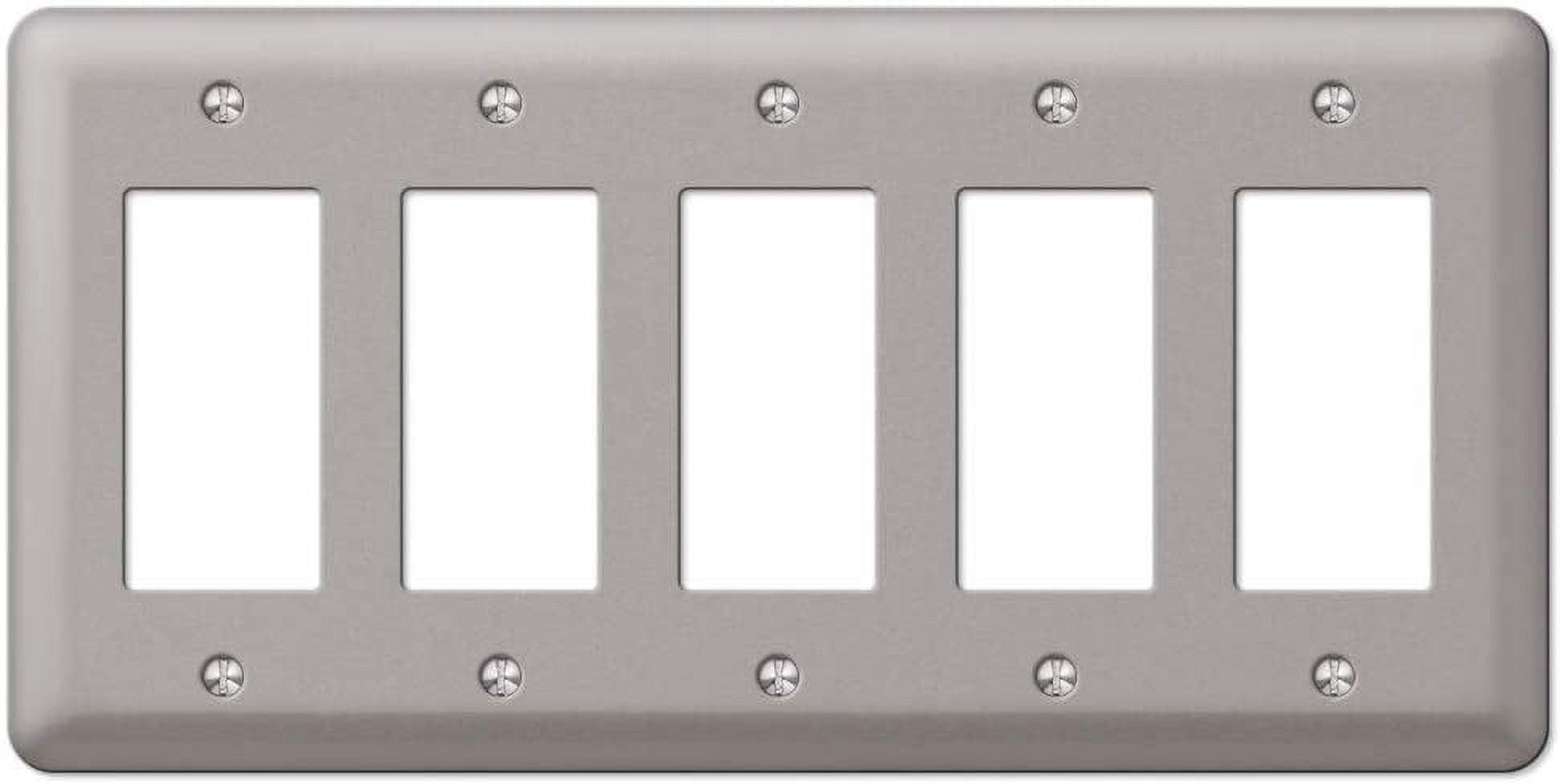 Brushed Nickel 5-Gang Steel Rocker Wall Plate