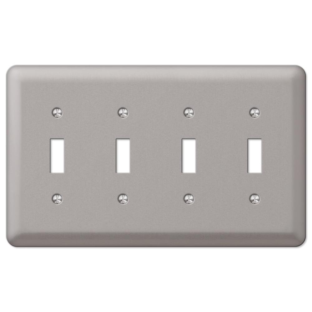 Brushed Nickel Quad Toggle Steel Wallplate