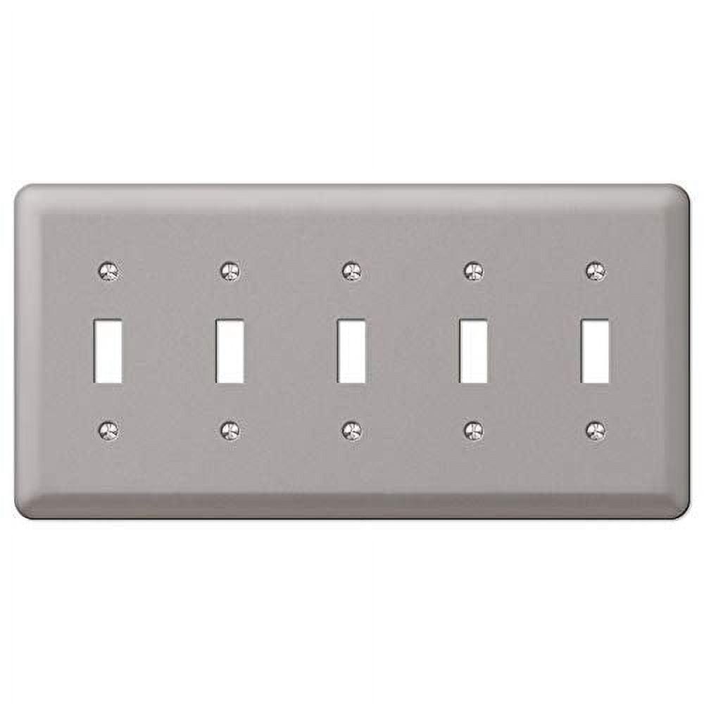 Brushed Nickel 5-Gang Steel Toggle Wall Plate