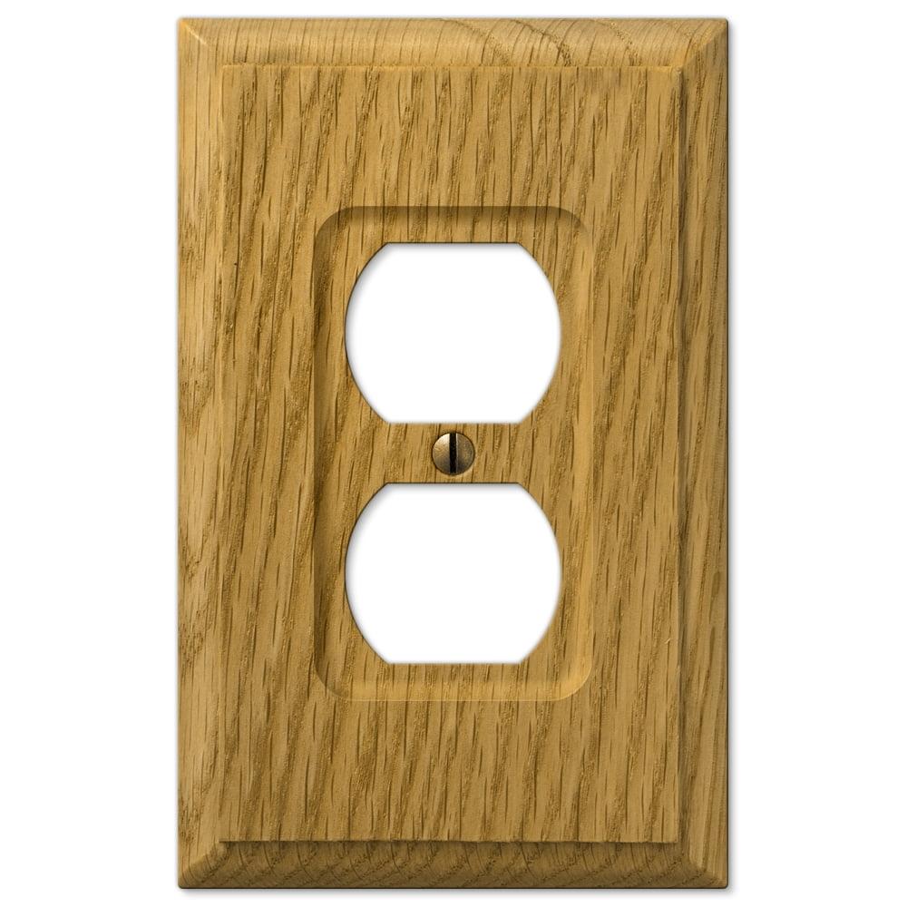 Light Oak Single Duplex Wooden Wallplate