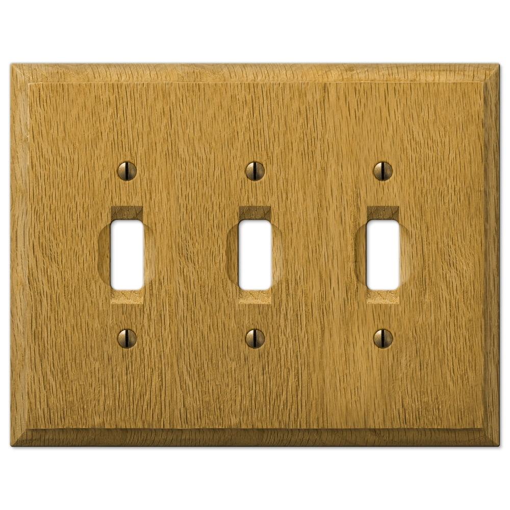 Light Oak Triple Toggle Wood Wallplate