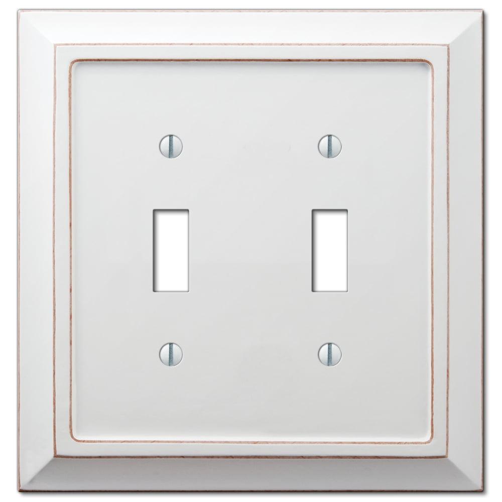 Savannah White Wood 2-Gang Toggle Wall Plate