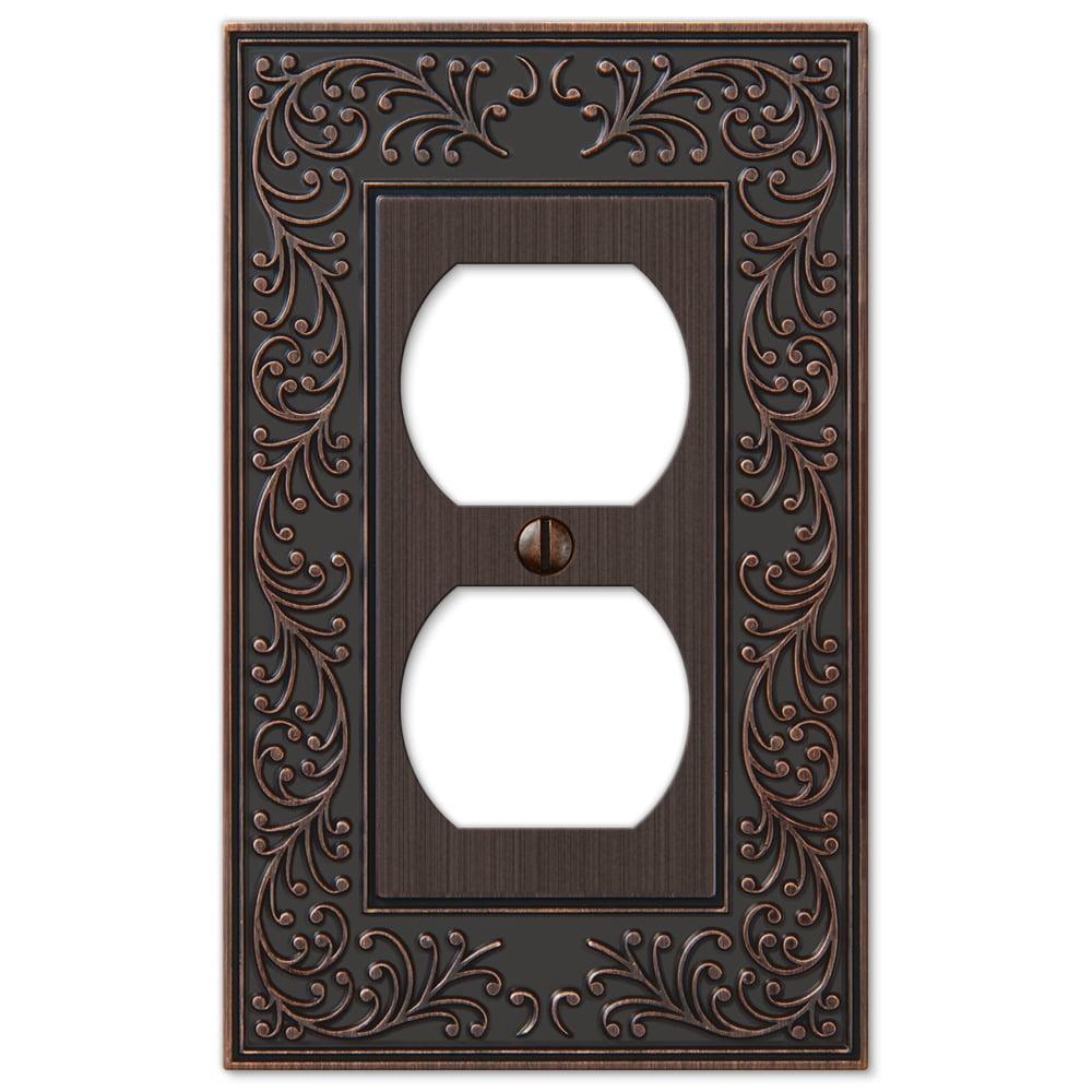 Aged Bronze Cast Metal Single Duplex Wallplate