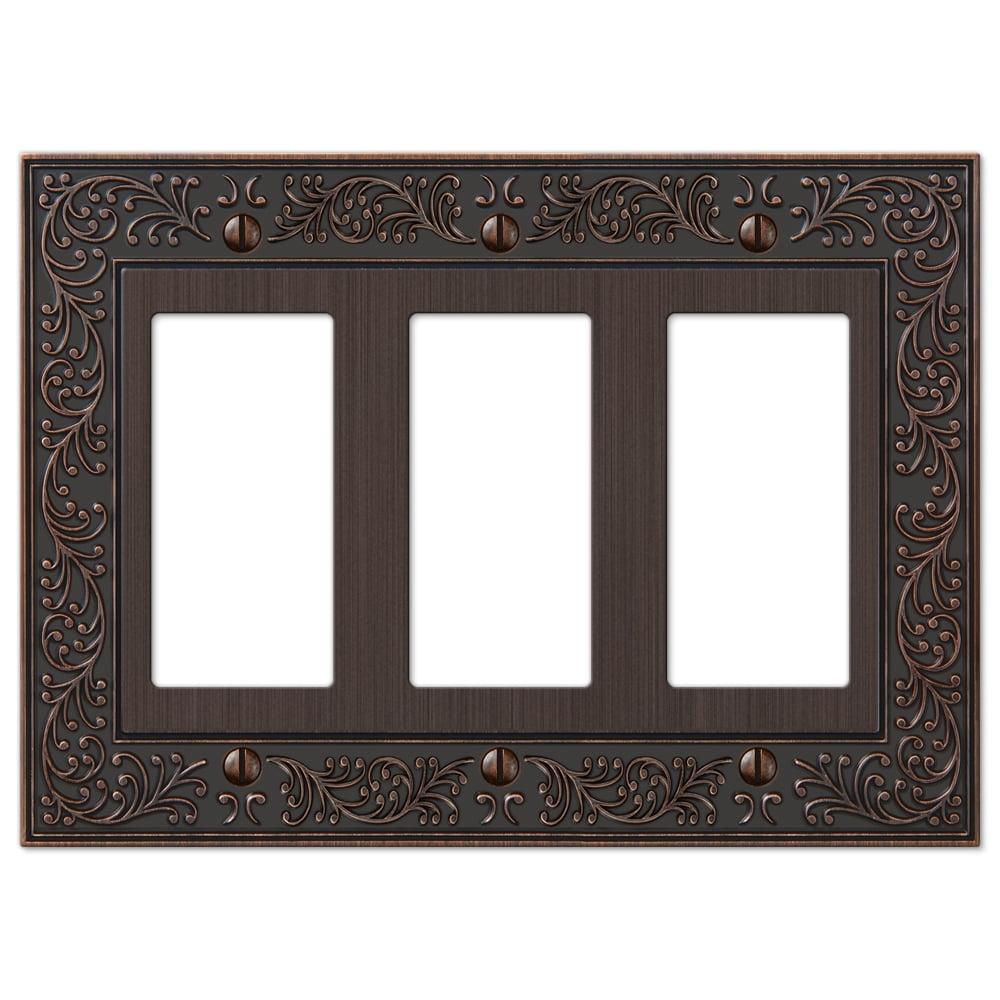 Aged Bronze Triple Rocker Cast Metal Wallplate