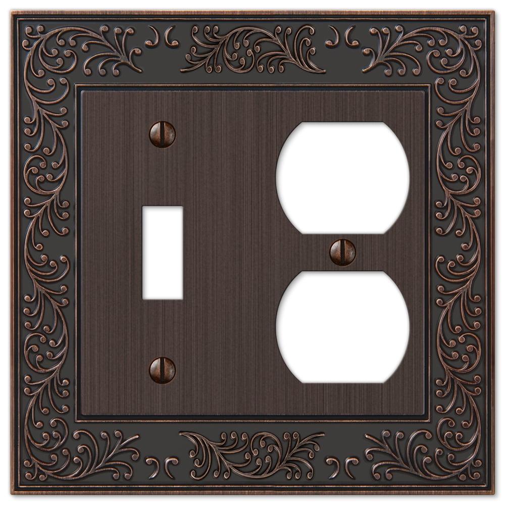 Aged Bronze 2-Gang Cast Metal Toggle and Duplex Wallplate