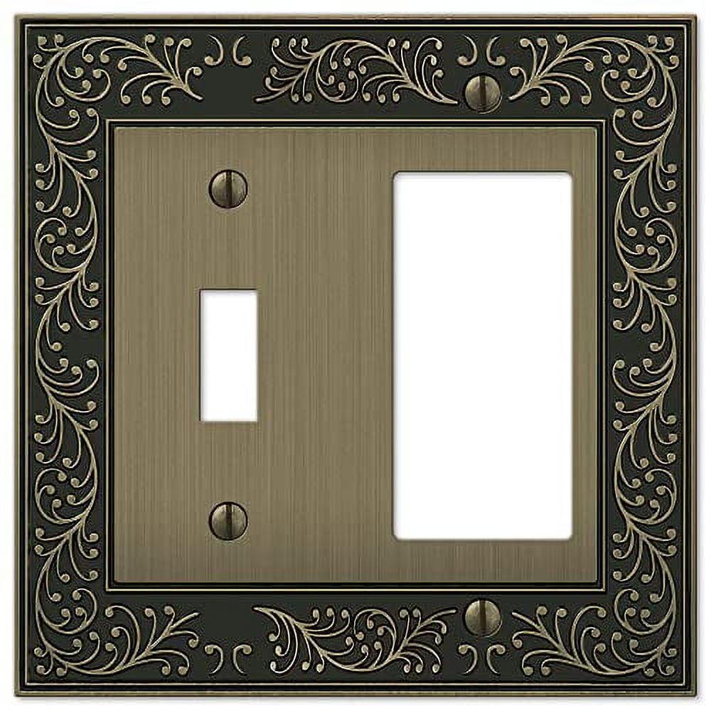 Brushed Brass 2-Gang Toggle and Rocker Metal Wall Plate