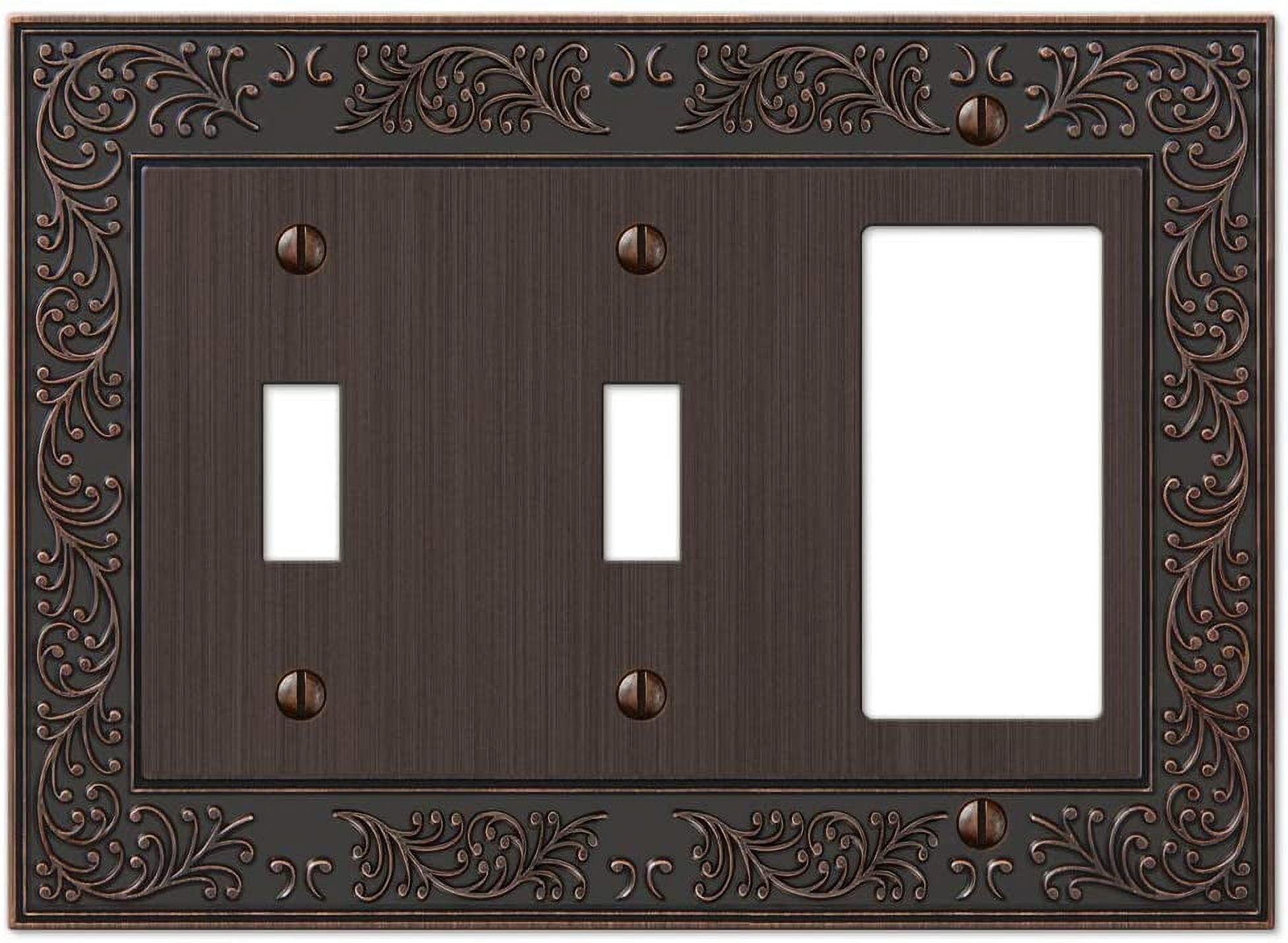 Aged Bronze 3-Gang Double Toggle Single Rocker Metal Wall Plate