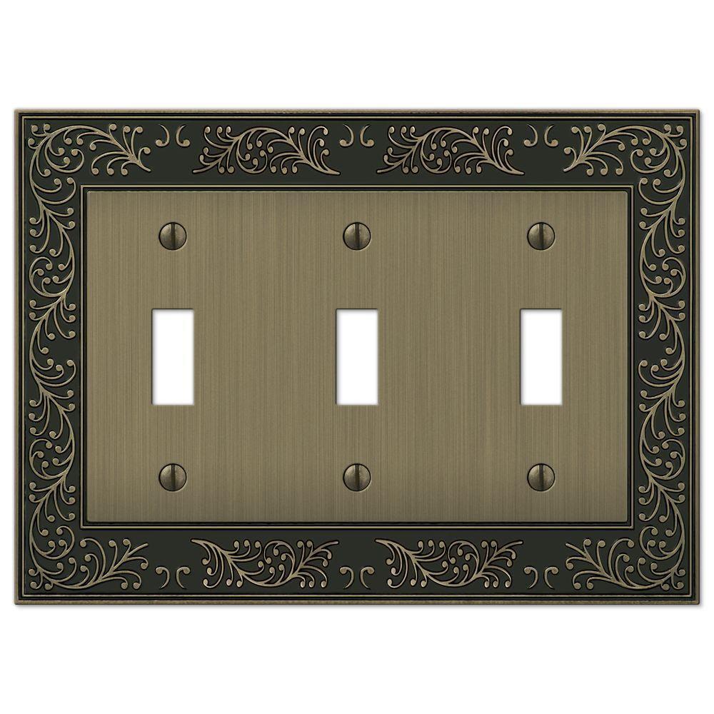 Brushed Brass Triple Toggle Decorative Wall Plate