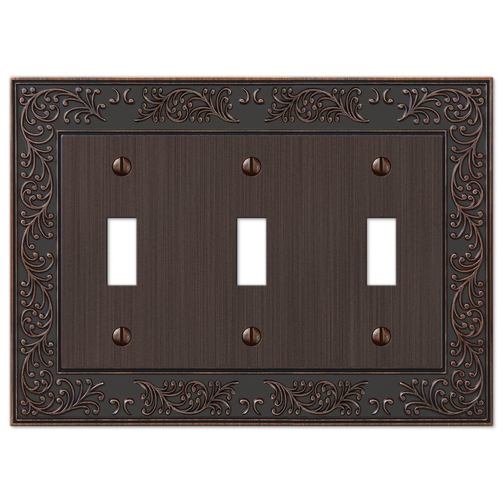 Aged Bronze Triple Toggle Cast Metal Wallplate