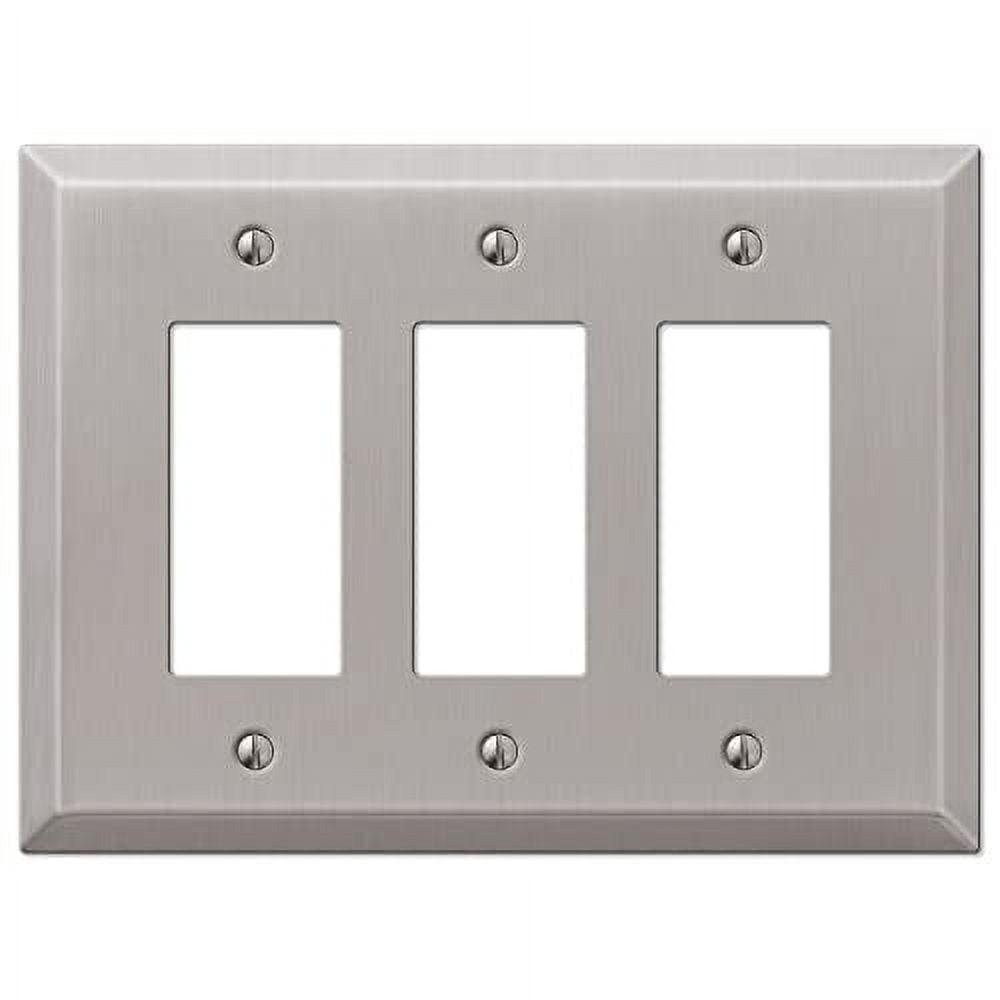 Oversized Brushed Nickel Triple Rocker Steel Wallplate