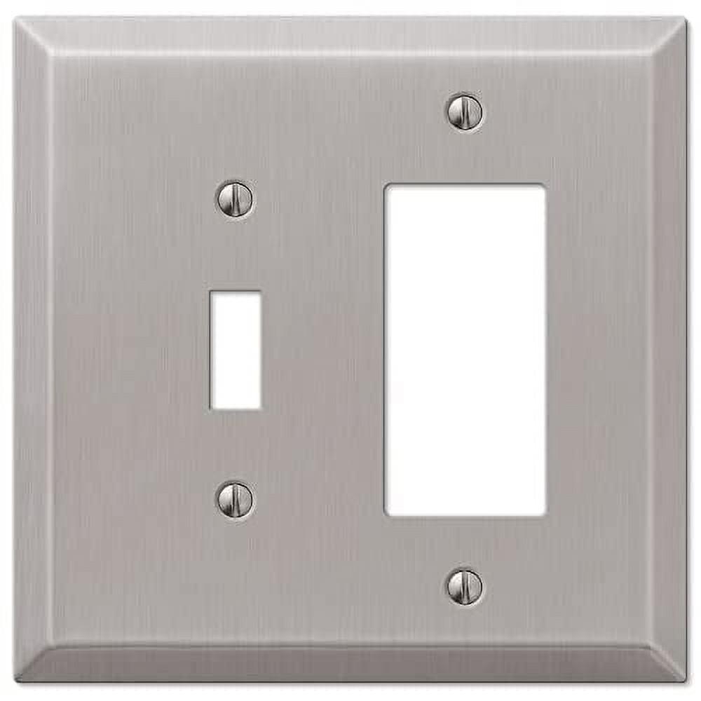 Brushed Nickel Steel Oversized Single Toggle and Rocker Wallplate