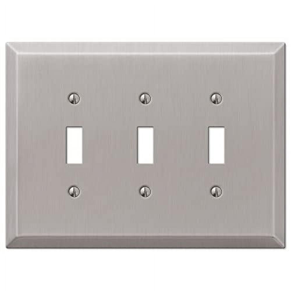 Brushed Nickel Triple Toggle Oversized Wallplate