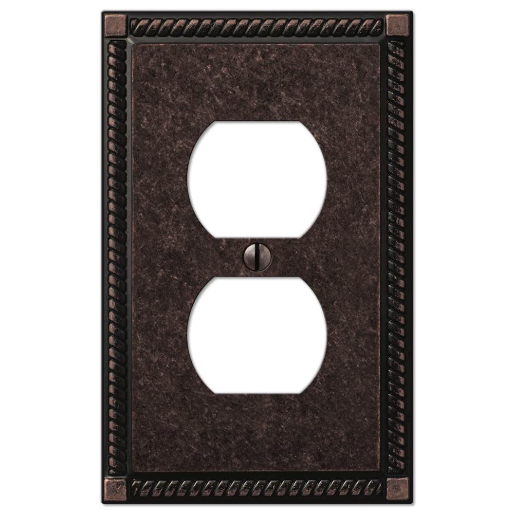 Georgian Aged Bronze Single Duplex Cast Metal Wallplate