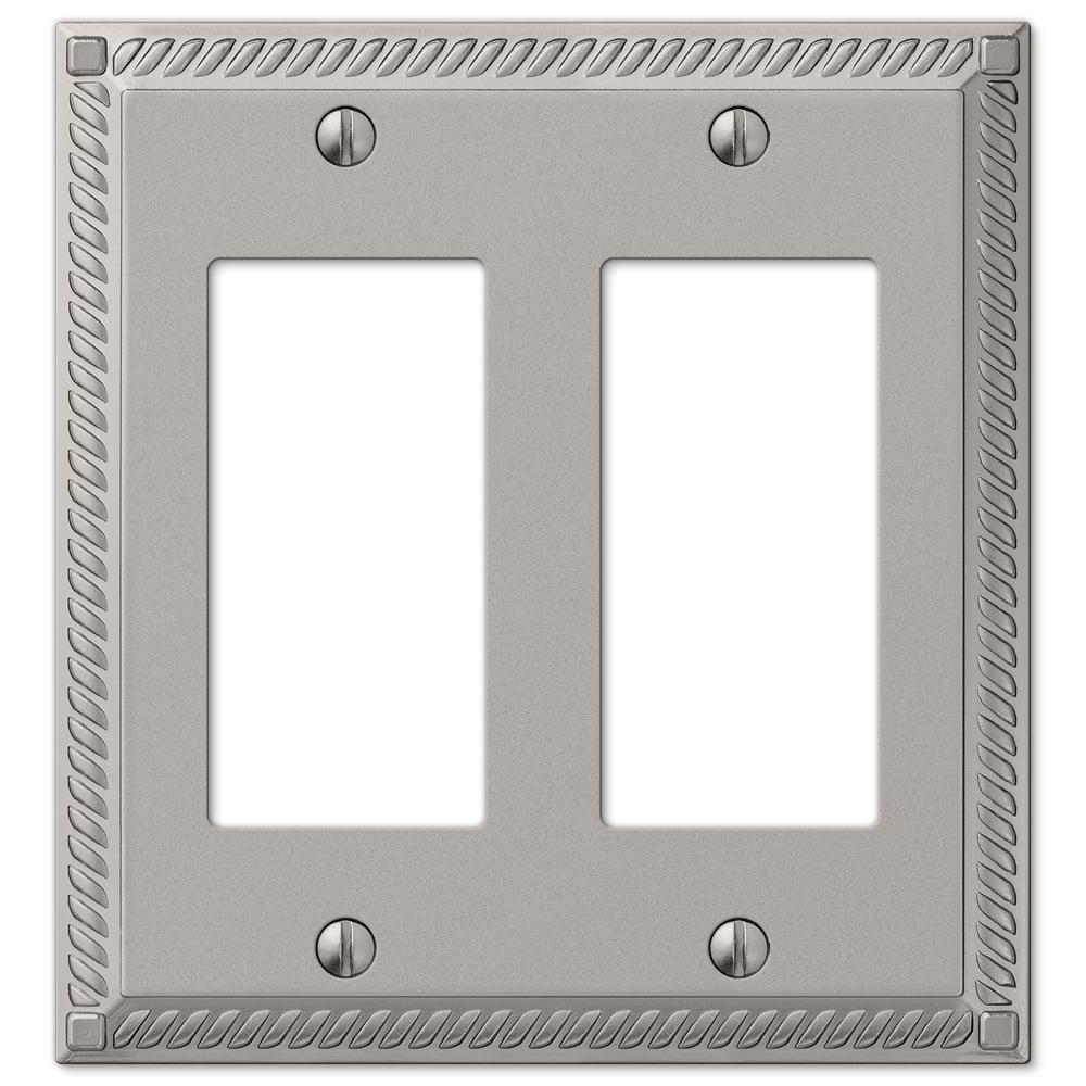 Georgian Satin Nickel Double Rocker Cast Metal Wallplate