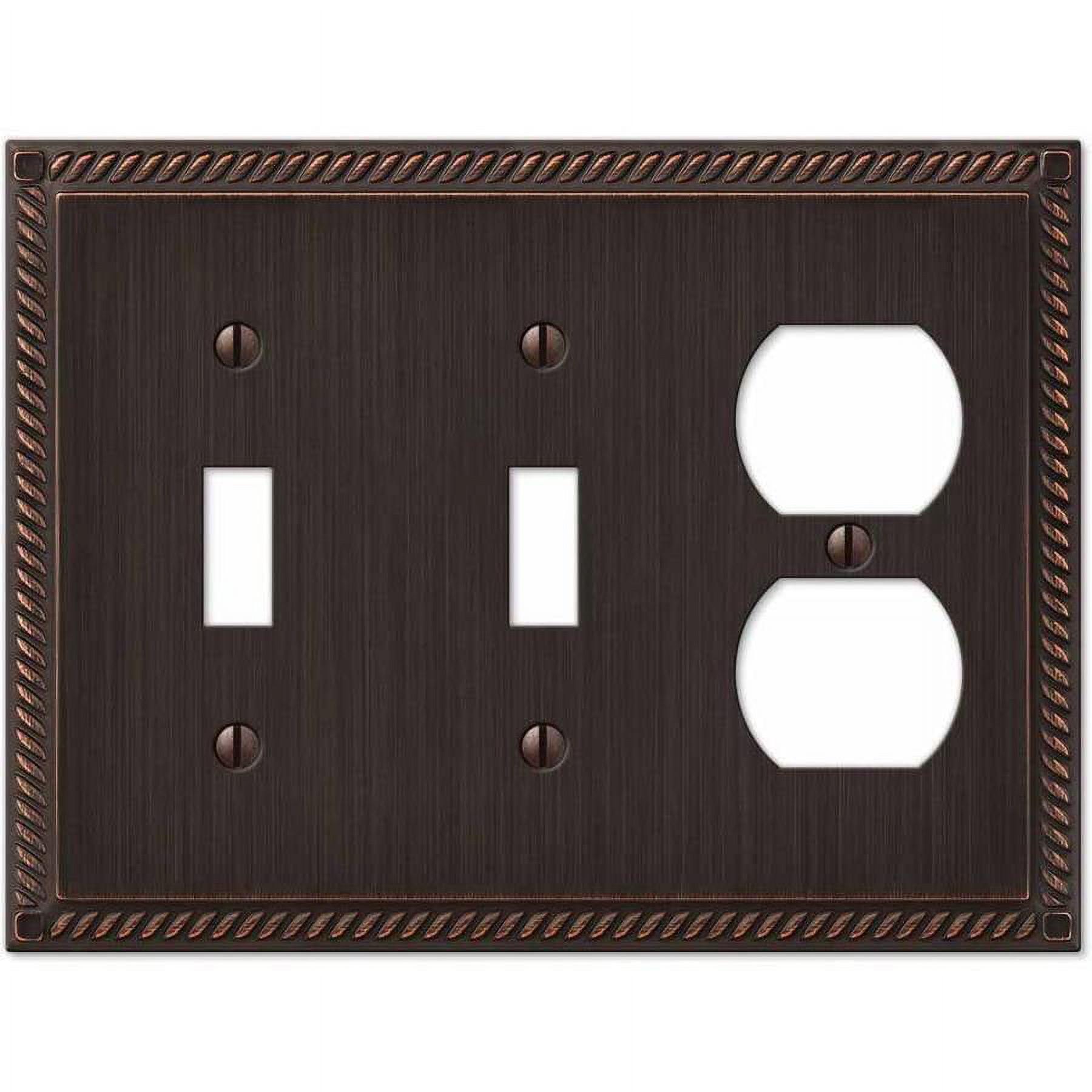 Aged Bronze 3-Gang Double Toggle Single Duplex Metal Wall Plate