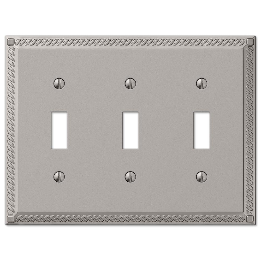 Georgian Satin Nickel Triple Toggle Cast Metal Wall Plate