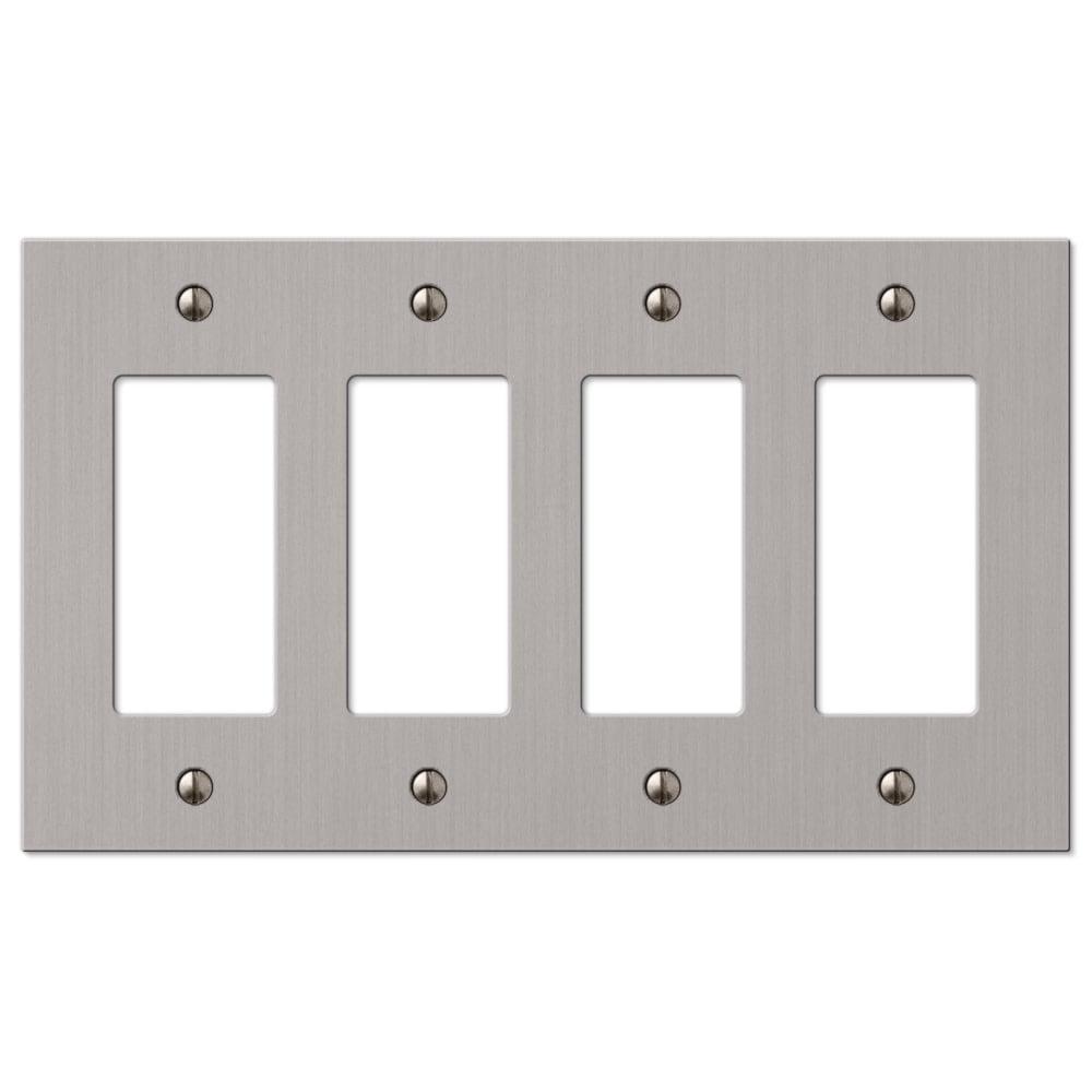 Brushed Nickel Quad Rocker Cast Metal Wallplate