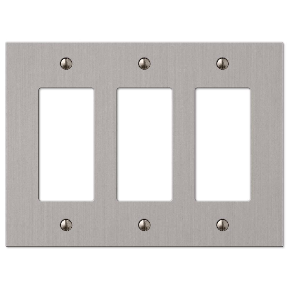 Brushed Nickel 3-Rocker Cast Metal Wallplate