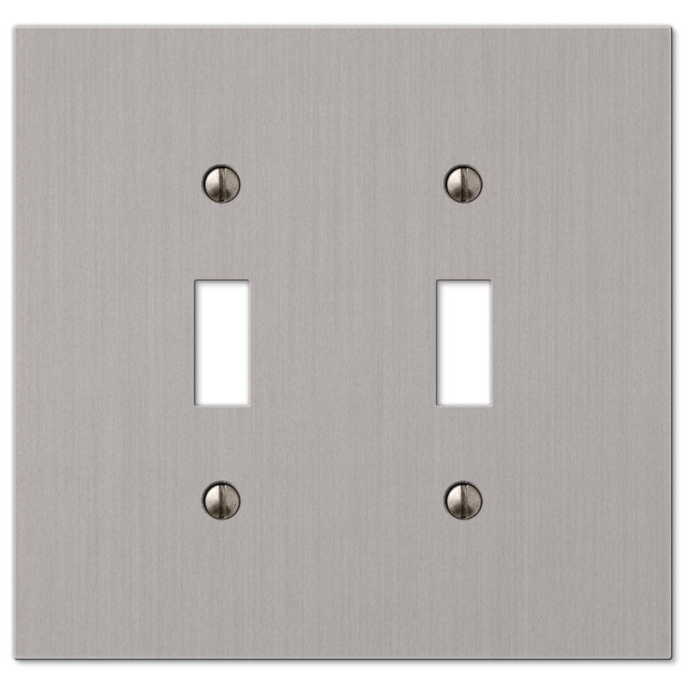 Brushed Nickel Double Toggle Cast Metal Wallplate