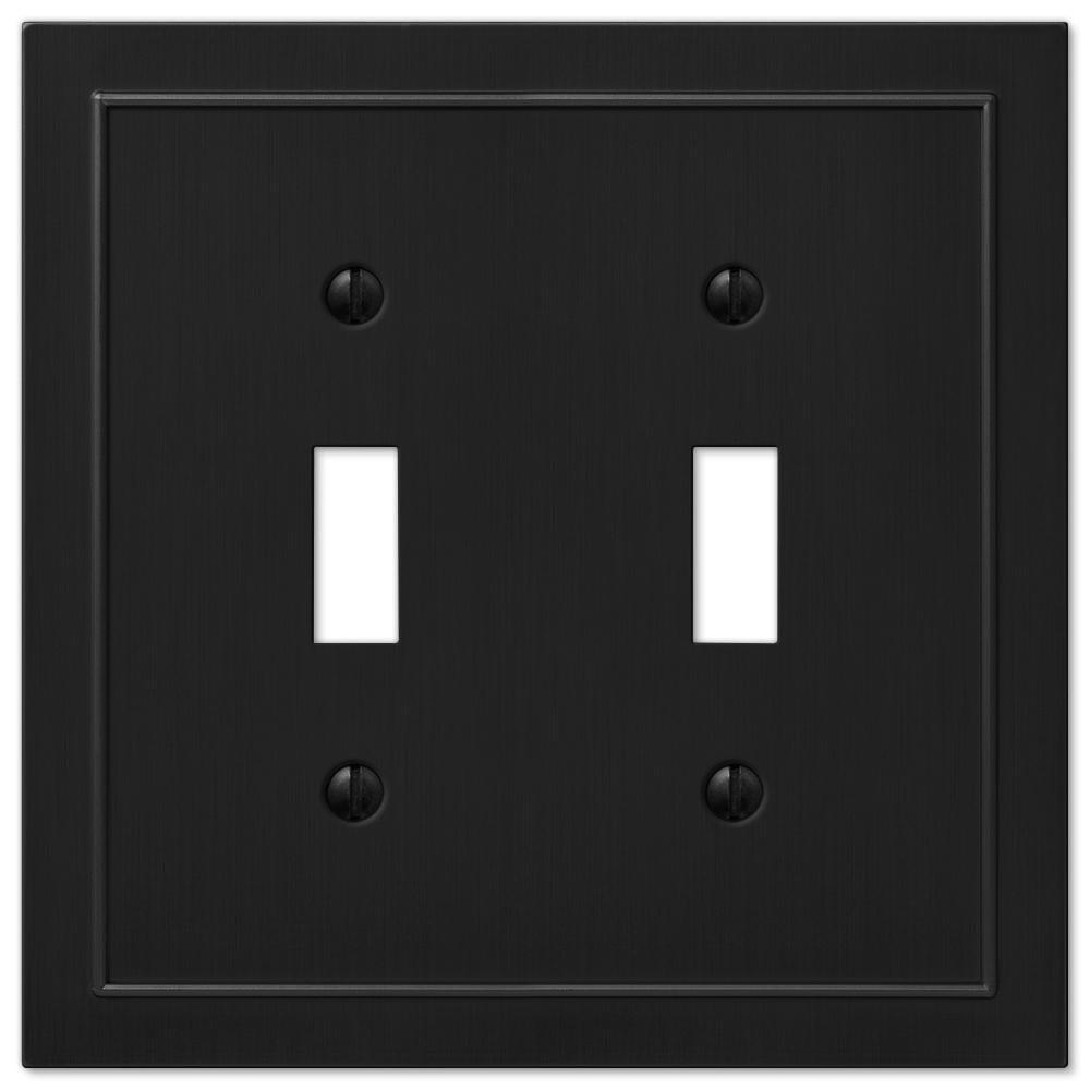 Bethany Black Metal 2-Gang Toggle Light Switch Wall Plate