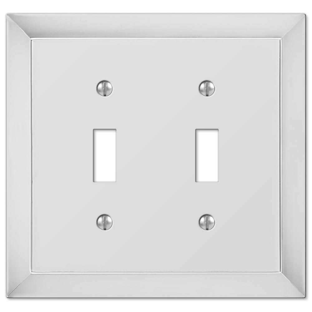 Polished Chrome 2-Gang Double Toggle Metal Wall Plate