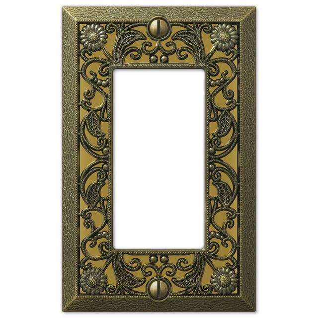 Amerelle 65RAB Placa de Pared de Filigrana, 1 Balancín GFCI, Metal Fundido, Latón Antiguo, 1 Paquete