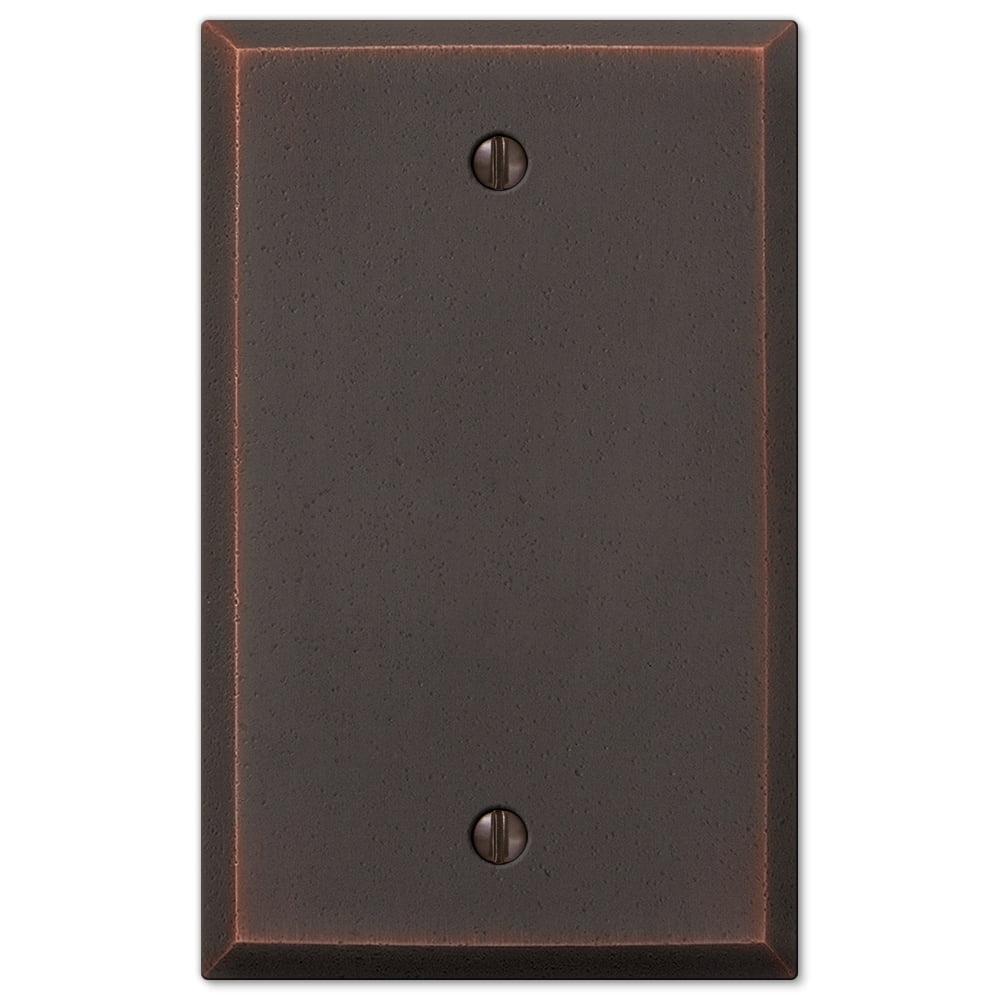 Aged Bronze Rectangular Metal 1-Gang Blank Wall Plate