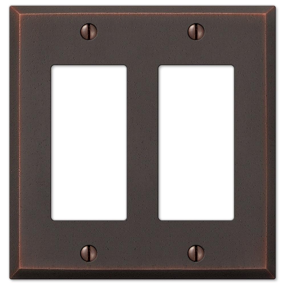 Manhattan Aged Bronze 2-Gang Metal Rocker Wall Plate