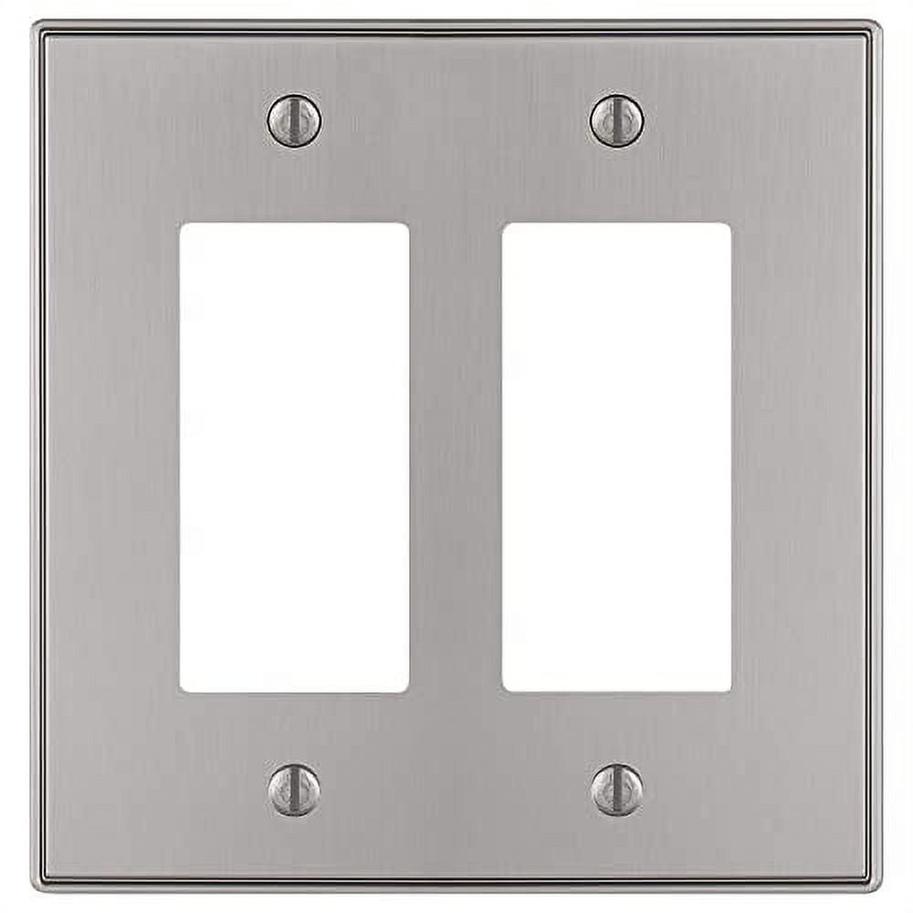 Brushed Nickel 2-Gang Metal Rocker Wall Plate