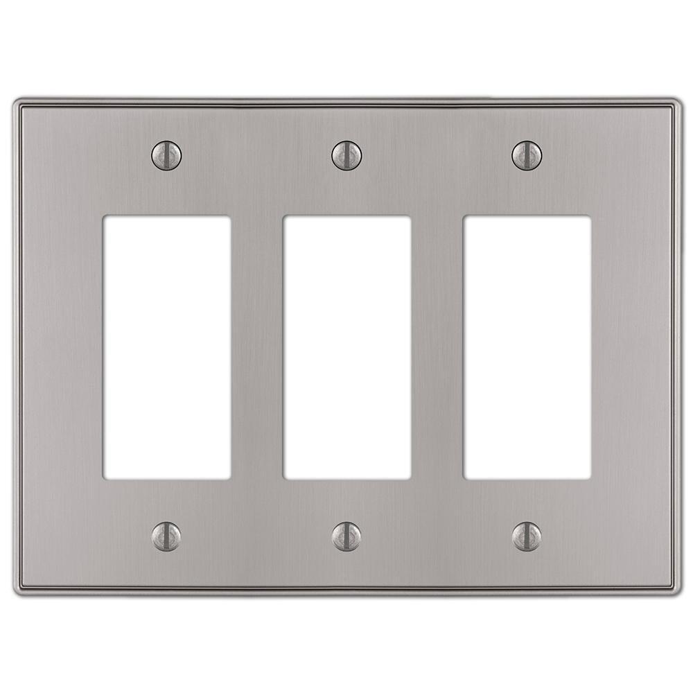 Brushed Nickel 3-Gang Rocker Wall Plate