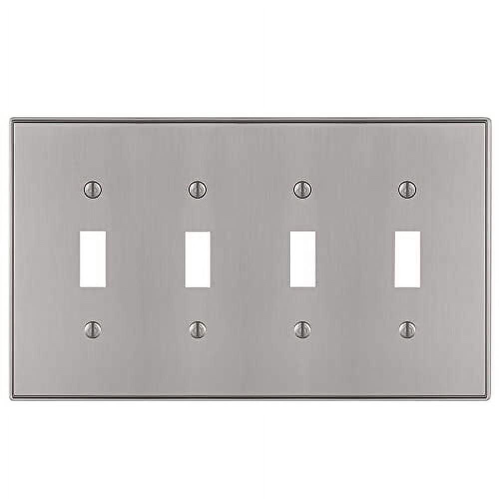 Brushed Nickel 4-Gang Metal Toggle Wall Plate