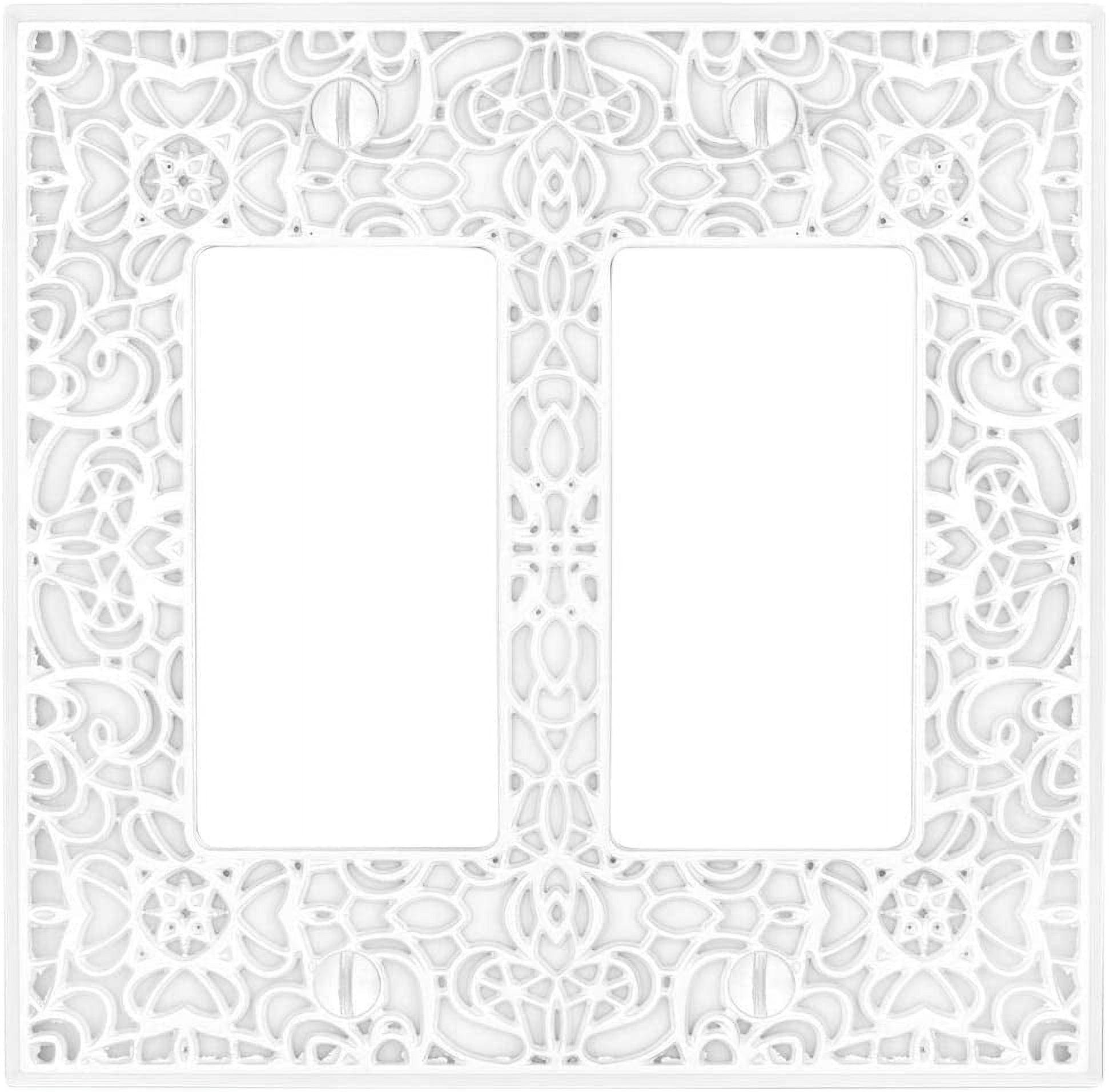 White Cast Metal Double Rocker Decorative Wall Plate