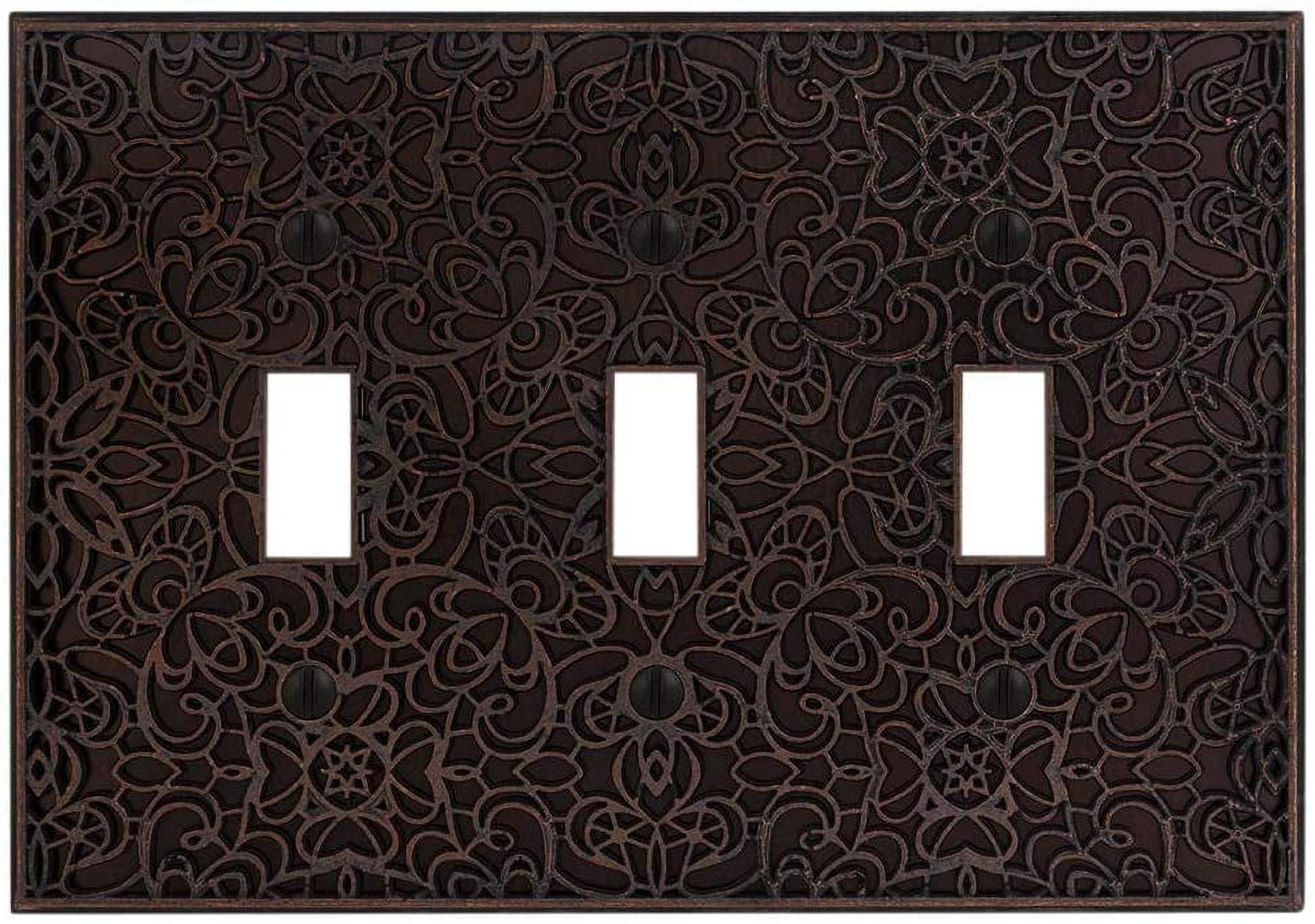 Aged Bronze Triple Toggle Cast Metal Wall Plate