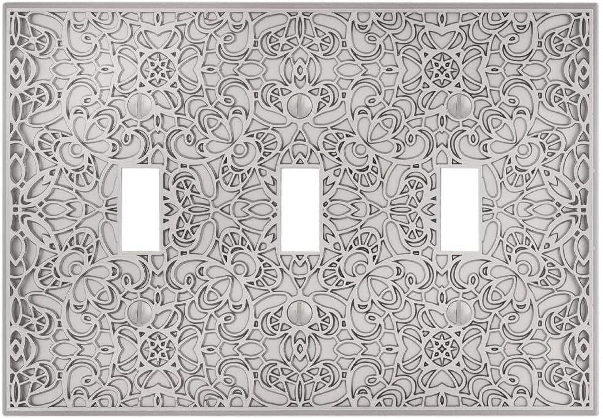 Satin Nickel Triple Toggle Decorative Metal Wall Plate