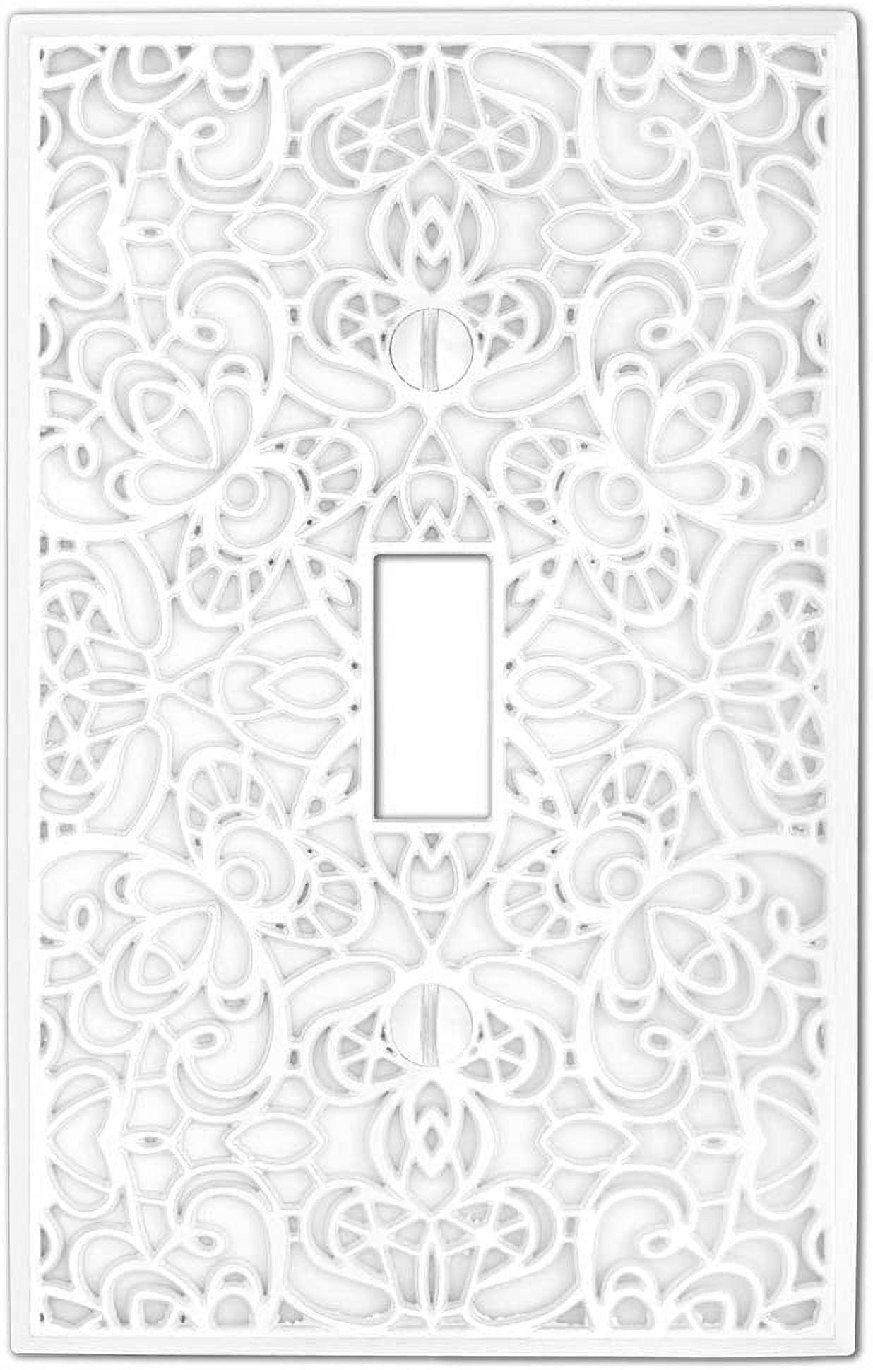 White Cast Metal Single Toggle Decorative Wall Plate