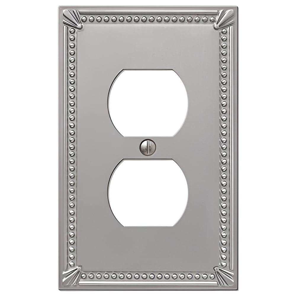 Imperial Bead Brushed Nickel 1-Gang Metal Duplex Wall Plate