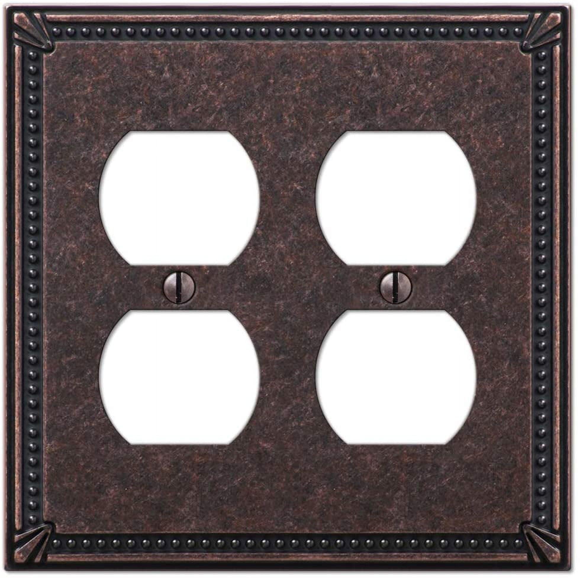 Aged Bronze 2-Gang Metal Duplex Outlet Wall Plate