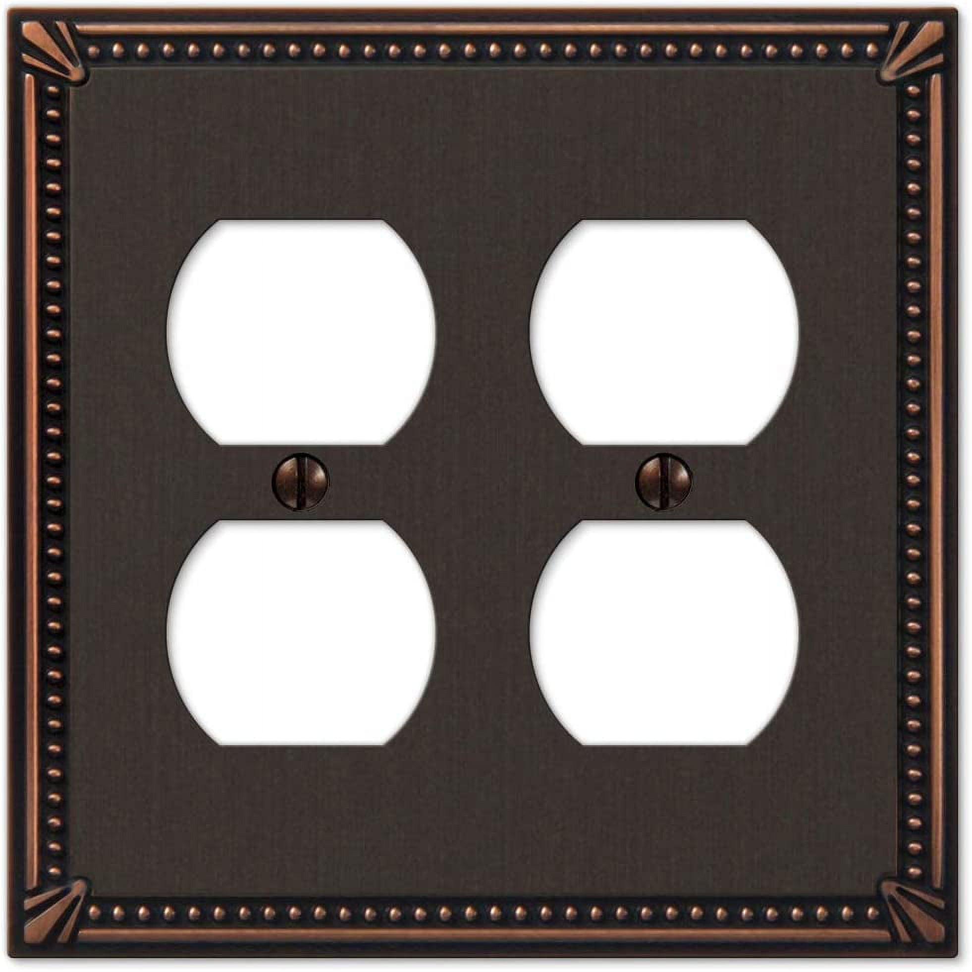 Amerelle 74DDDB Moderne Wallplate 2 Duplex Cast Metal Aged Bronze 1-Pack